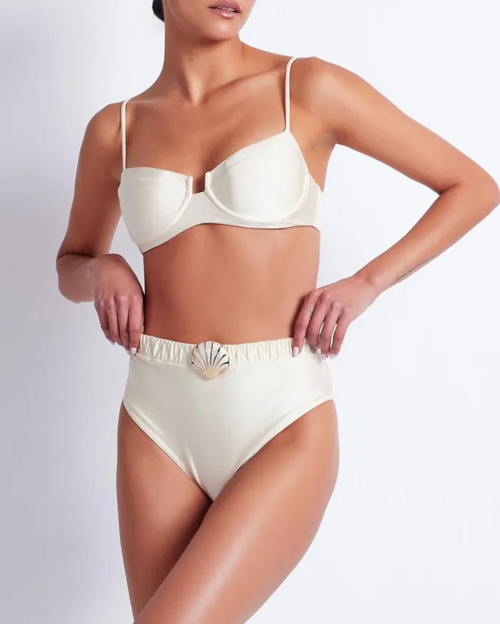 Swim SEASHELL HIGH CUT BIKINI BOTTOM FINAL SALE PatBO Bikinis