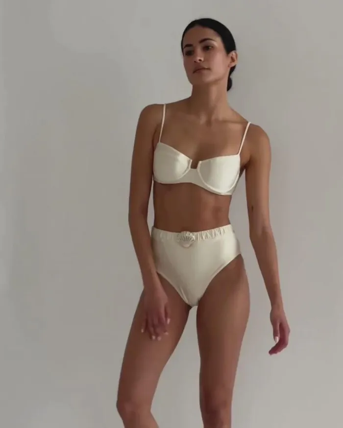 Swim SEASHELL HIGH CUT BIKINI BOTTOM FINAL SALE PatBO Bikinis