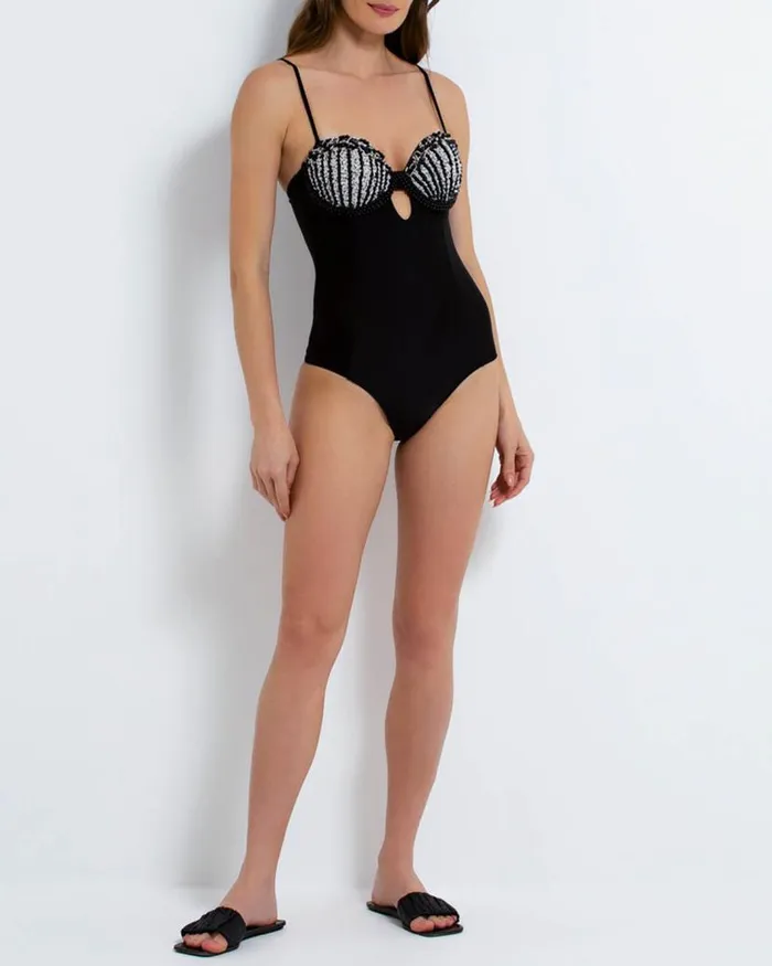 Swim Shell Beaded One Piece FINAL SALE PatBO One Pieces