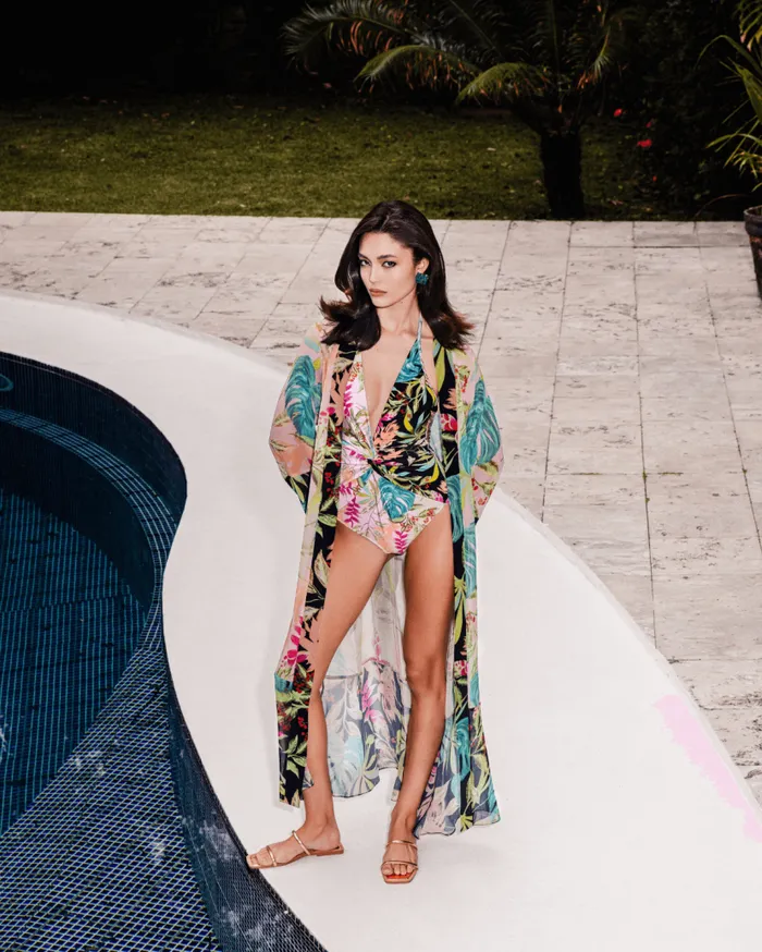 Swim TROPICALIA PLUNGE HALTERNECK SWIMSUIT FINAL SALE PatBO One Pieces