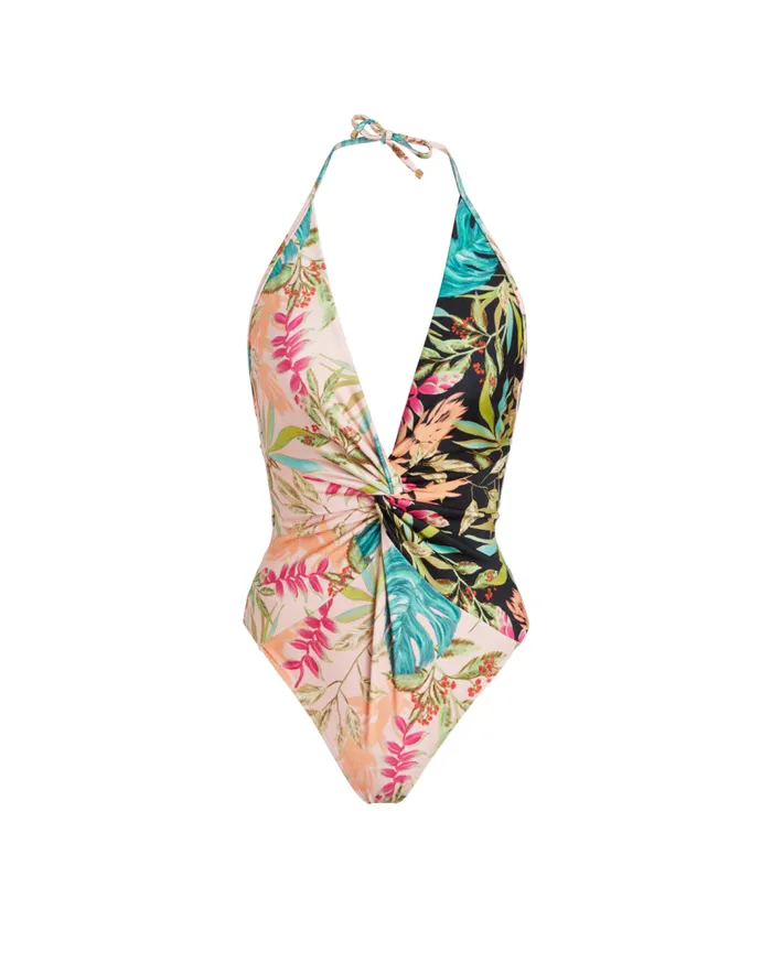 Swim TROPICALIA PLUNGE HALTERNECK SWIMSUIT FINAL SALE PatBO One Pieces