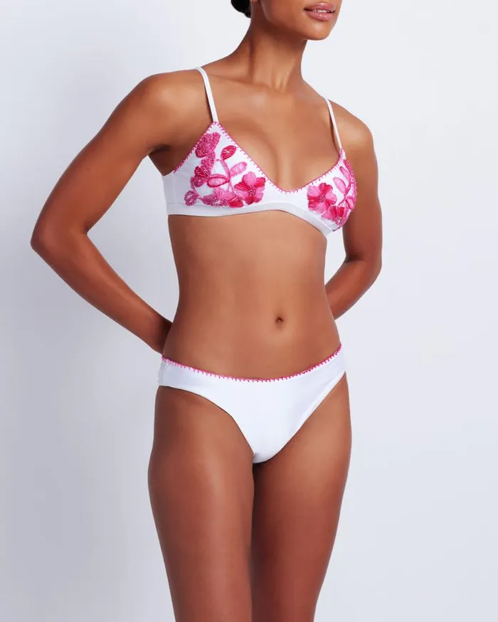 Swim Viera Embroidered Bikini Top PatBO Bikinis