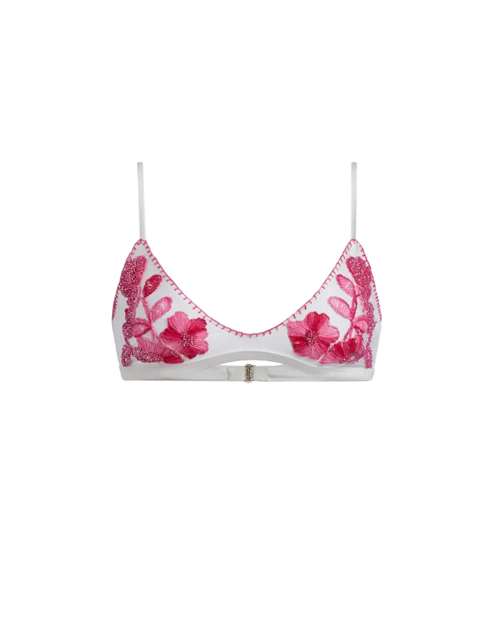 Swim Viera Embroidered Bikini Top PatBO Bikinis
