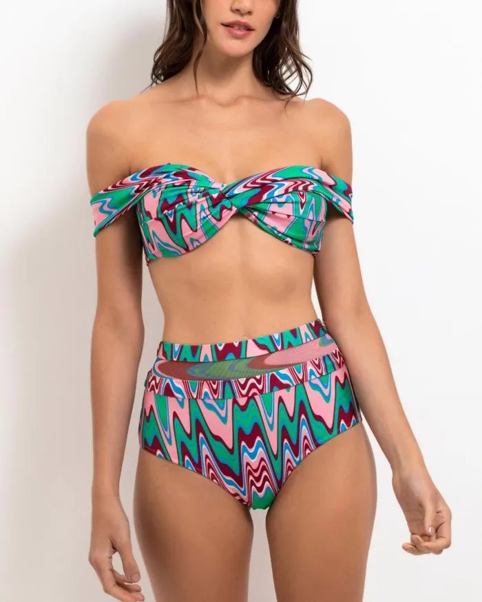 Swim Wave Printed Mesh Bikini Bottom FINAL SALE PatBO Bikinis