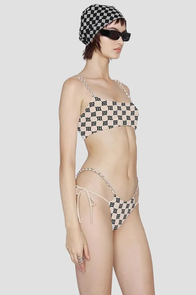 Swimwear Women MISBHV Swim Chain Monogram Bikini Bottoms Beige