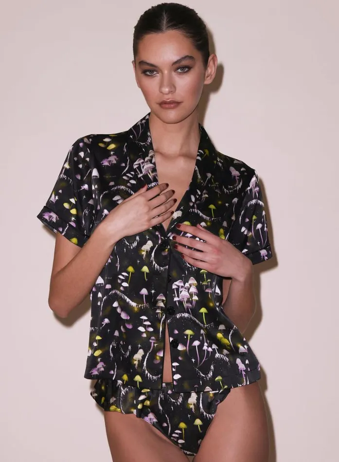 TShirts and Short Sleeves LingerieClothing Fleur Du Mal Ethereal Mushroom Short Sleeve PJ Top Ethereal Mushroom Print