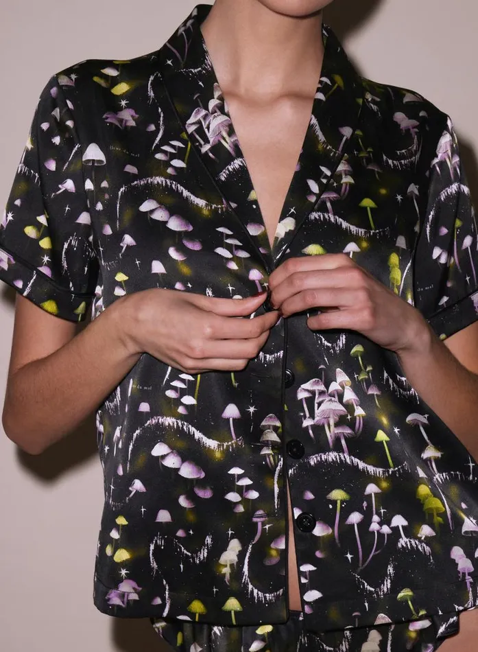 TShirts and Short Sleeves LingerieClothing Fleur Du Mal Ethereal Mushroom Short Sleeve PJ Top Ethereal Mushroom Print