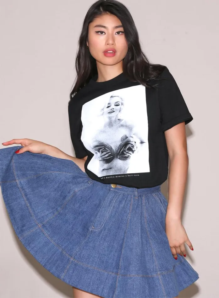 TShirts and Short Sleeves LingerieClothing Fleur Du Mal Unisex Marilyn Roses Tee Black