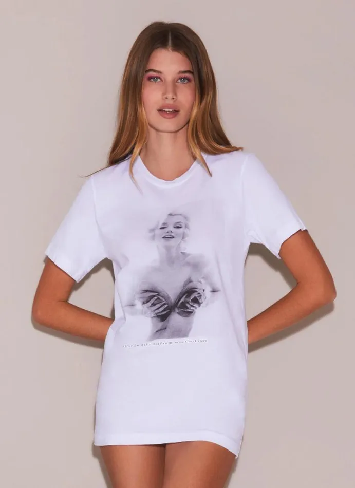 TShirts and Short Sleeves LingerieClothing Fleur Du Mal Unisex Marilyn Roses Tee Ivory