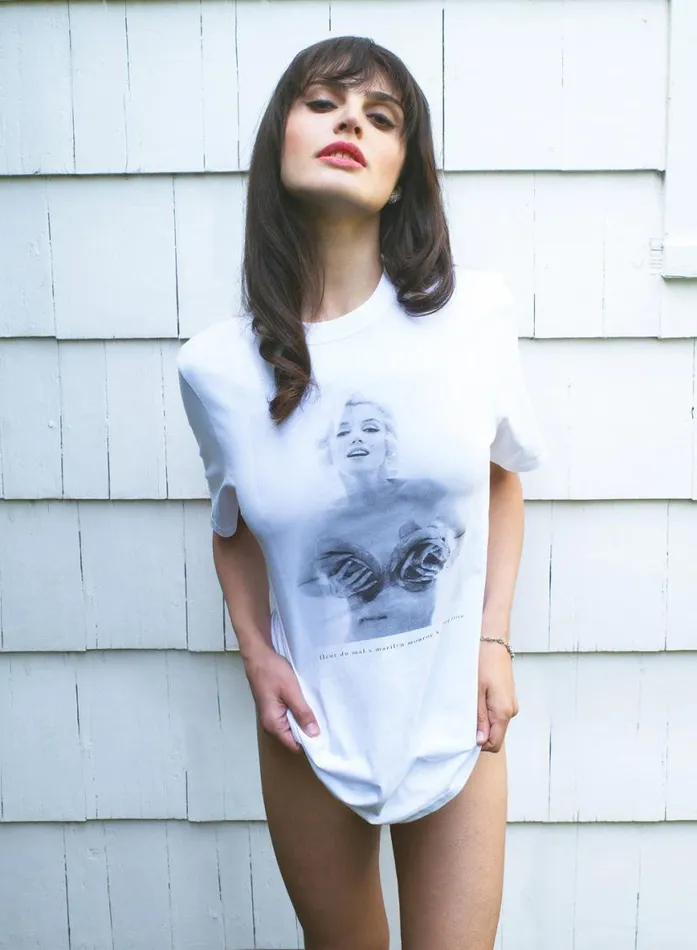 TShirts and Short Sleeves LingerieClothing Fleur Du Mal Unisex Marilyn Roses Tee Ivory