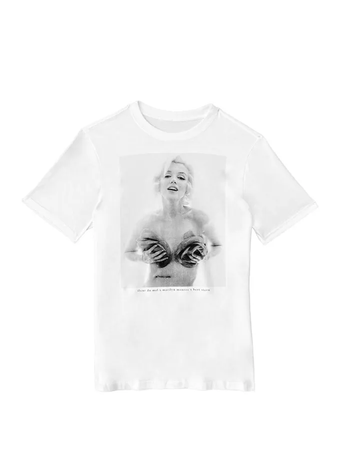 TShirts and Short Sleeves LingerieClothing Fleur Du Mal Unisex Marilyn Roses Tee Ivory