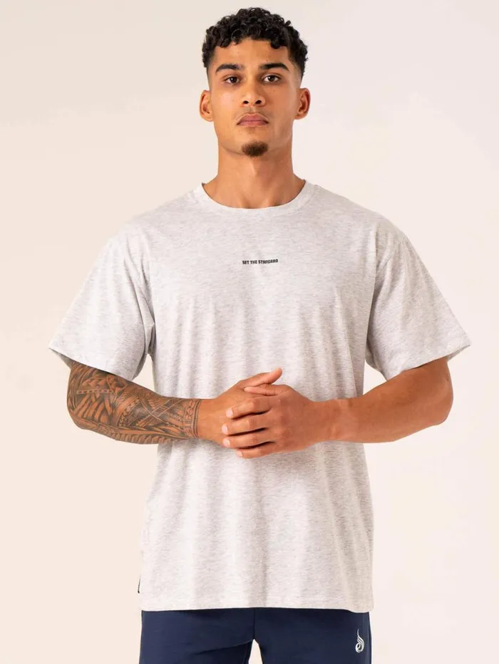 TShirts Mens Ryderwear Emerge Oversized TShirt Snow Grey Marl