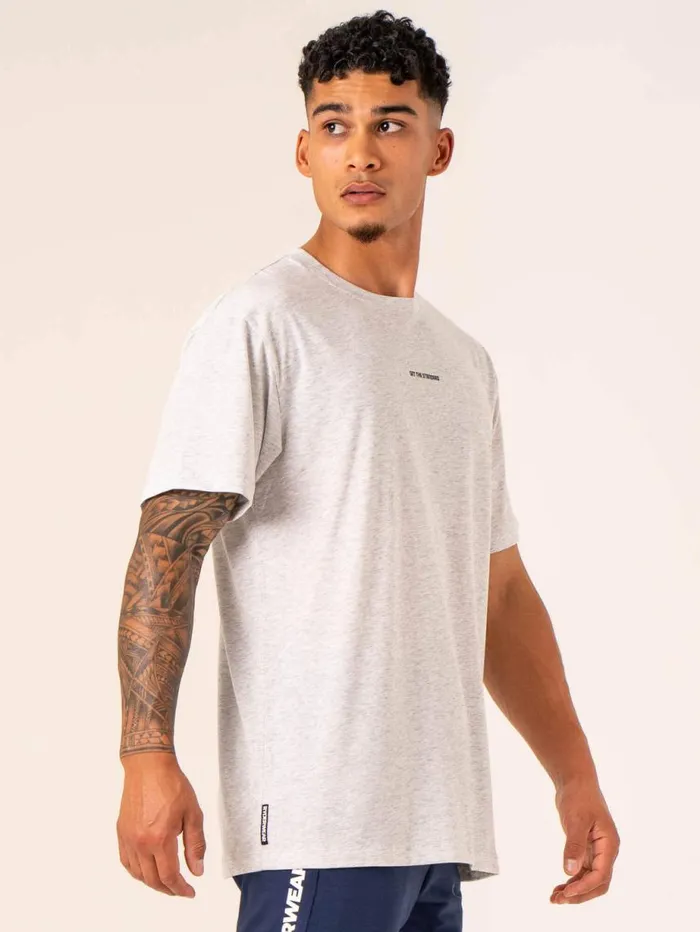 TShirts Mens Ryderwear Emerge Oversized TShirt Snow Grey Marl