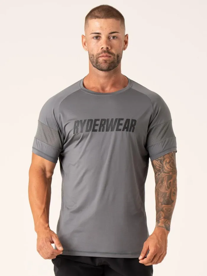 TShirts Mens Ryderwear Flex Mesh TShirt Charcoal