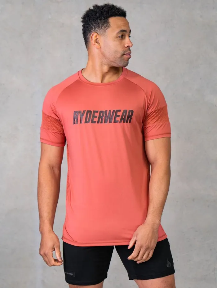 TShirts Mens Ryderwear Flex Mesh TShirt Dusty Red