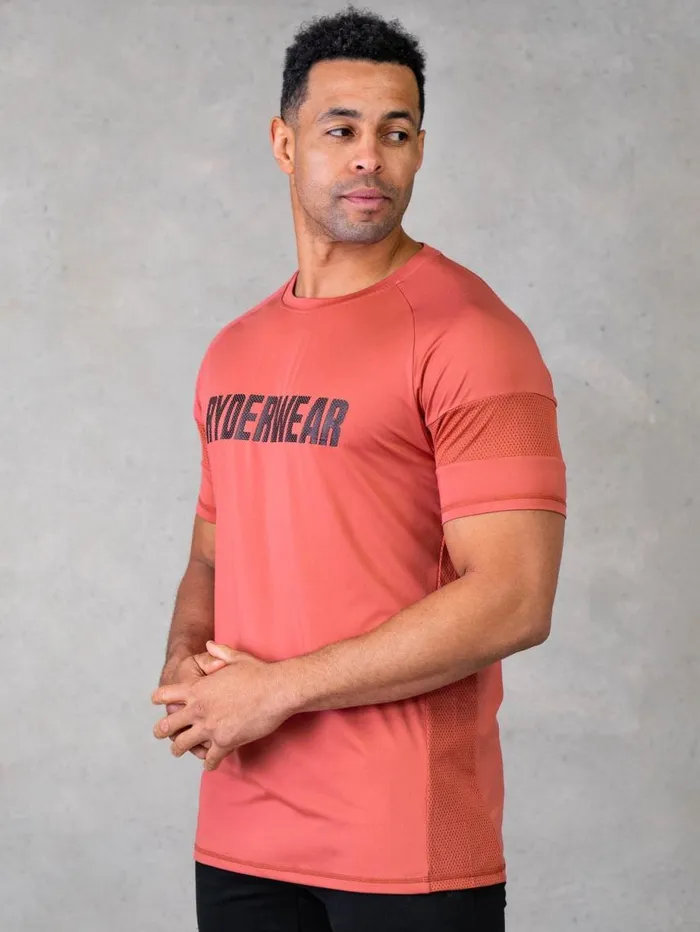 TShirts Mens Ryderwear Flex Mesh TShirt Dusty Red