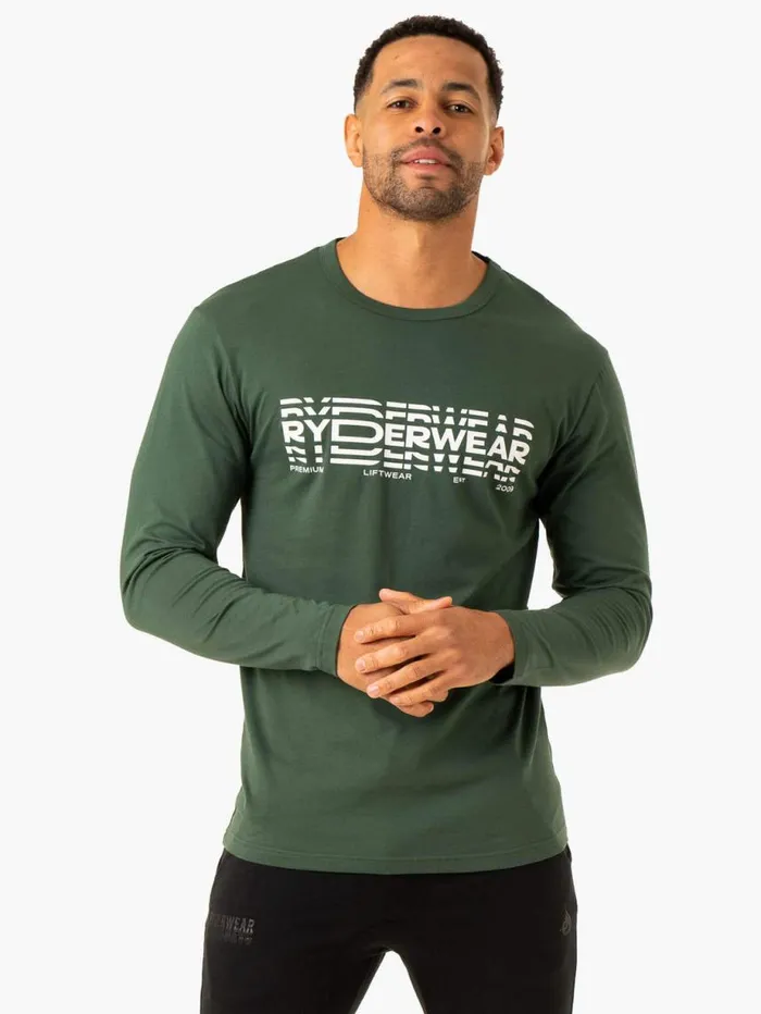 TShirts Mens Ryderwear Graphic Long Sleeve TShirt Dark Green