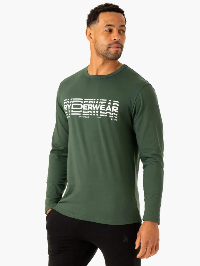 TShirts Mens Ryderwear Graphic Long Sleeve TShirt Dark Green