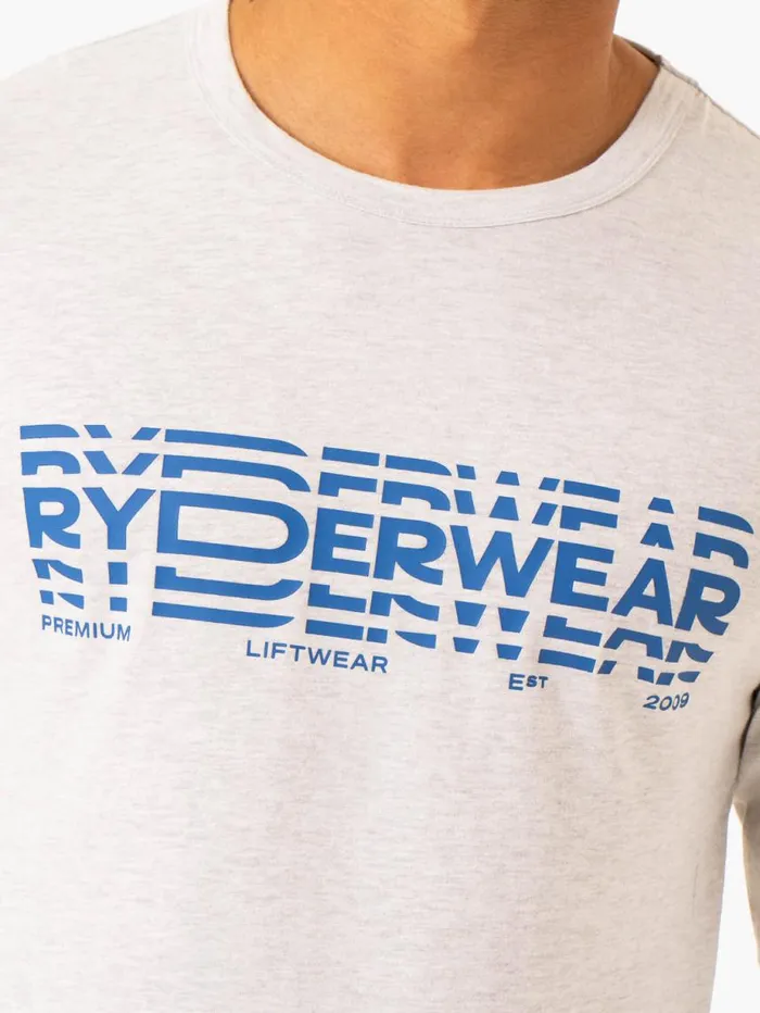 TShirts Mens Ryderwear Graphic Long Sleeve TShirt Grey Marl