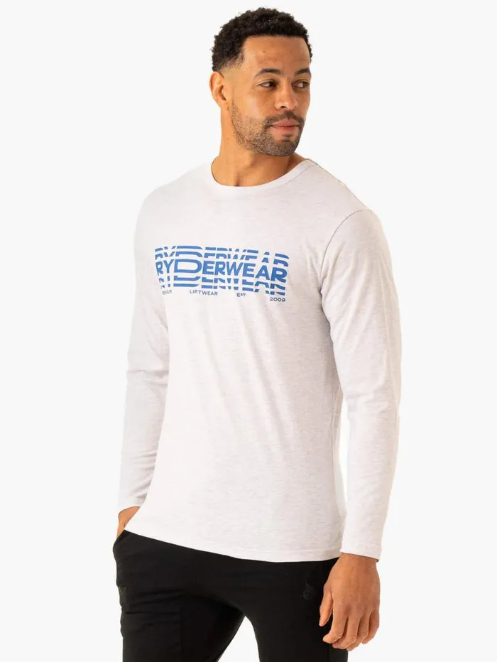 TShirts Mens Ryderwear Graphic Long Sleeve TShirt Grey Marl
