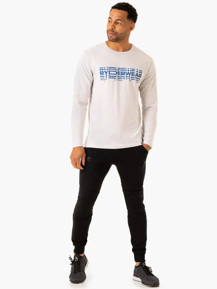 TShirts Mens Ryderwear Graphic Long Sleeve TShirt Grey Marl