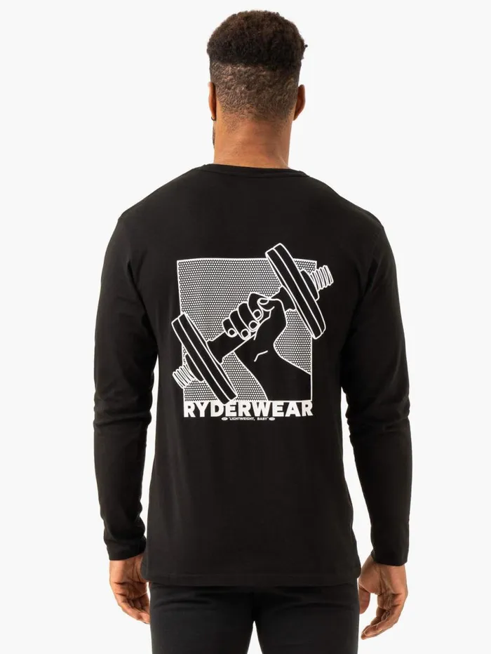 TShirts Mens Ryderwear Lift Long Sleeve TShirt Black