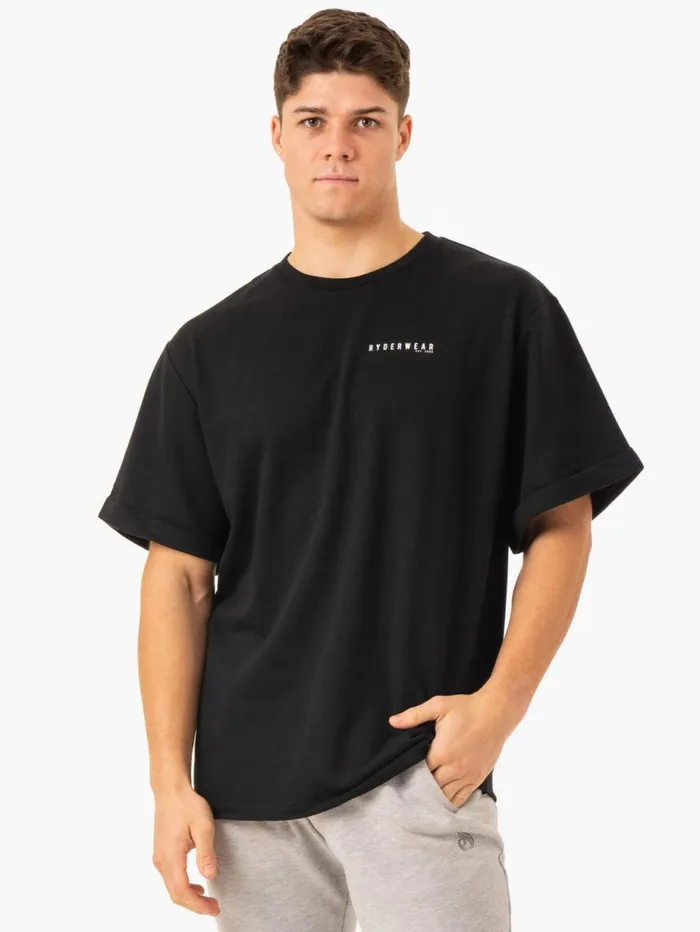 TShirts Mens Ryderwear Pursuit Oversized Fleece TShirt Black