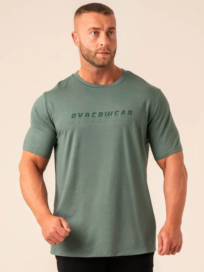 TShirts Mens Ryderwear Soft Tech TShirt Fern Green Marl