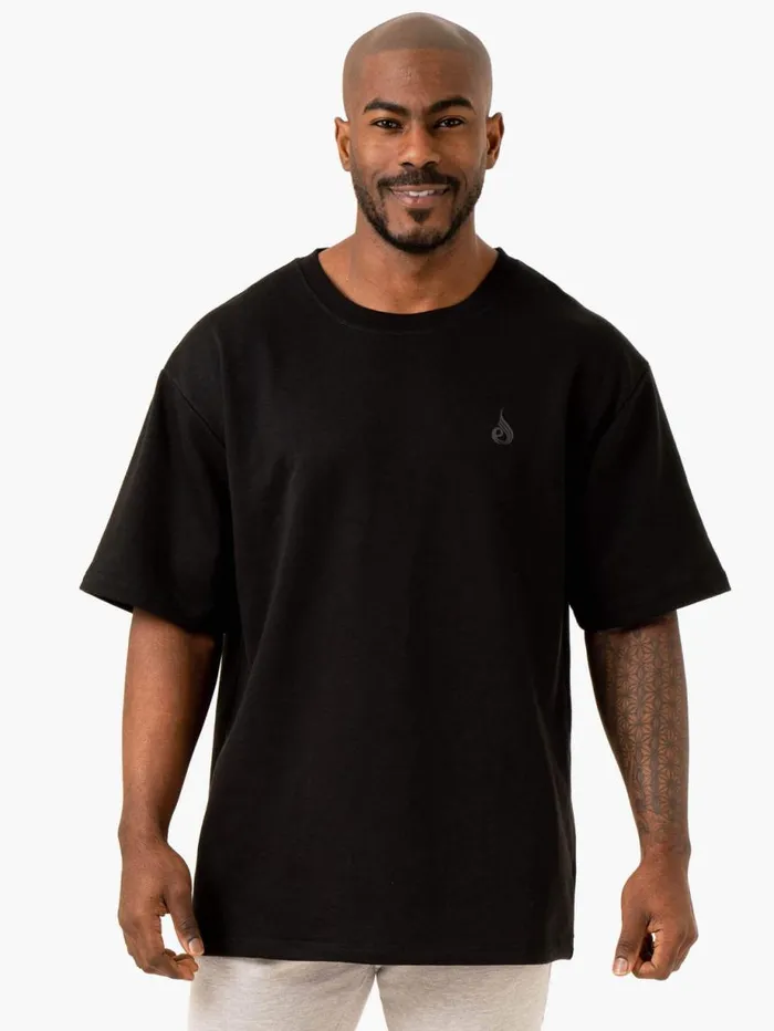 TShirts Mens Ryderwear Throwback Oversized Fleece TShirt Black