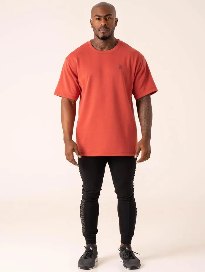 TShirts Mens Ryderwear Throwback Oversized Fleece TShirt Dusty Red