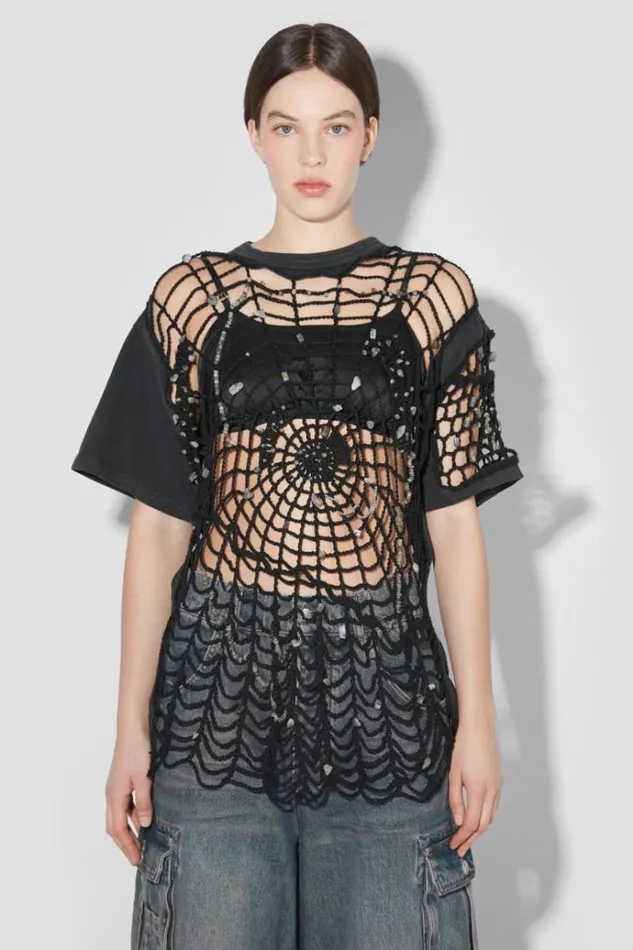 TShirts Women MISBHV Crochet TShirt Black