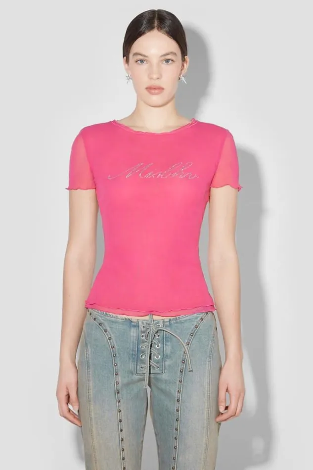 TShirts Women MISBHV Crystal Mesh Baby TShirt Pink