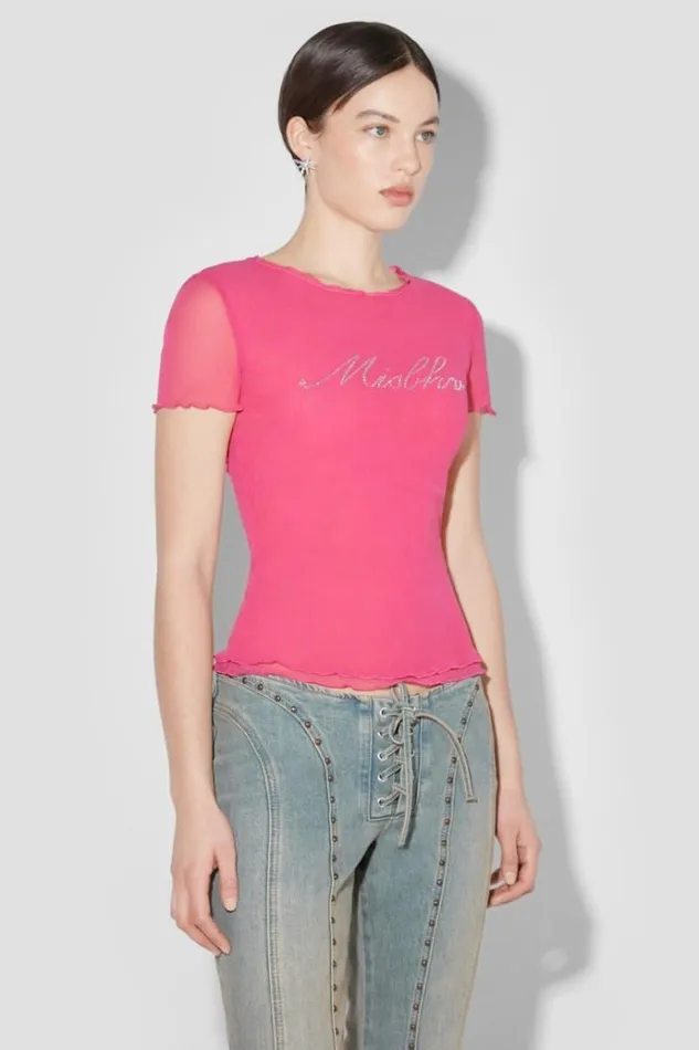 TShirts Women MISBHV Crystal Mesh Baby TShirt Pink
