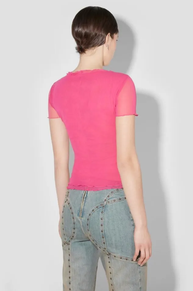 TShirts Women MISBHV Crystal Mesh Baby TShirt Pink