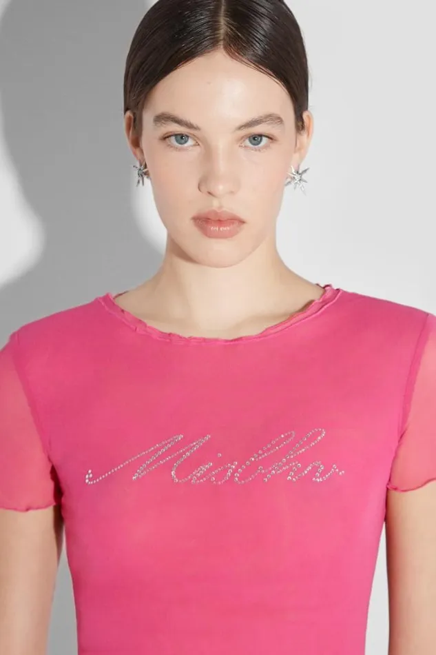 TShirts Women MISBHV Crystal Mesh Baby TShirt Pink