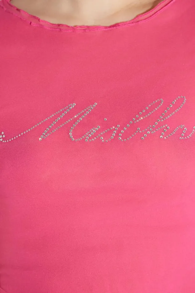 TShirts Women MISBHV Crystal Mesh Baby TShirt Pink