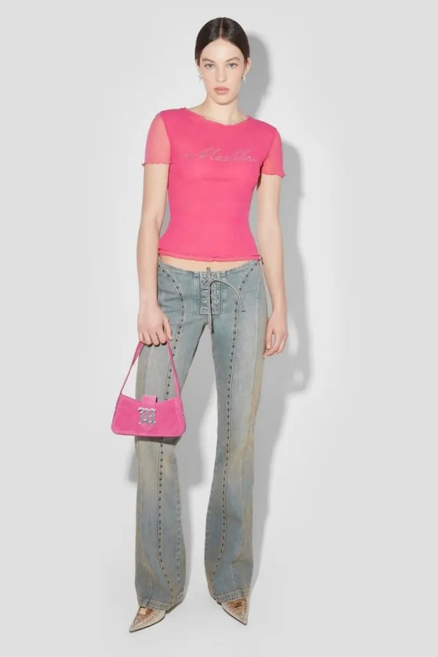 TShirts Women MISBHV Crystal Mesh Baby TShirt Pink