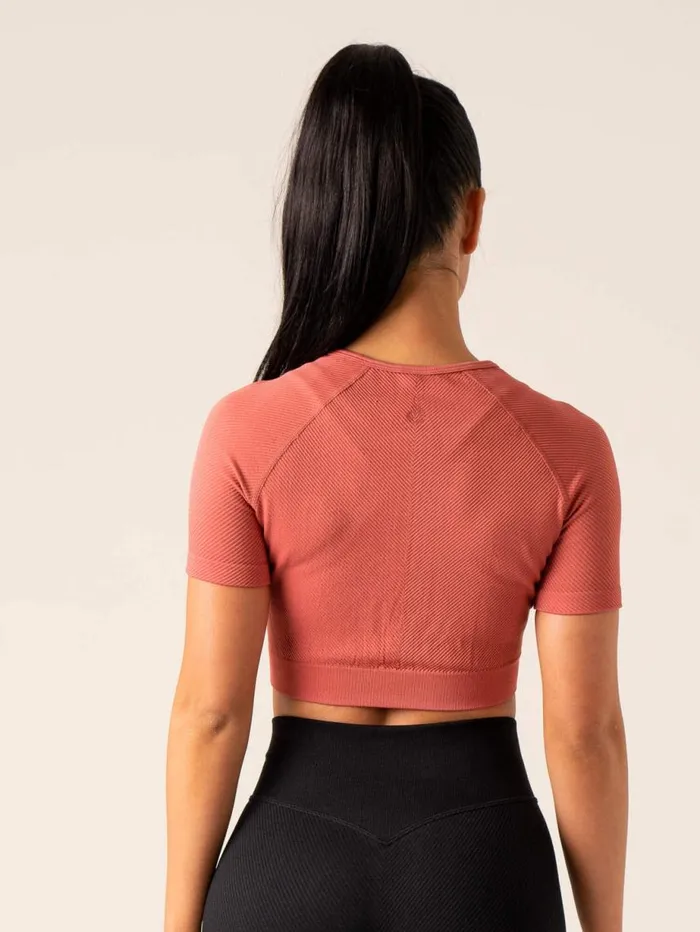 TShirts Womens Ryderwear Circuit Rib Seamless TShirt Dusty Red