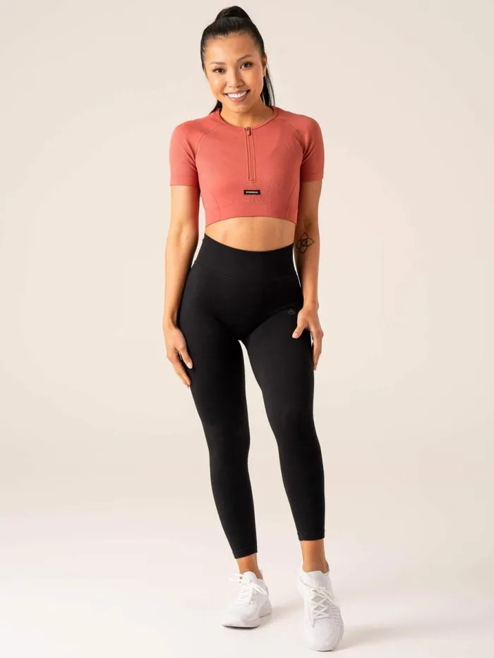 TShirts Womens Ryderwear Circuit Rib Seamless TShirt Dusty Red