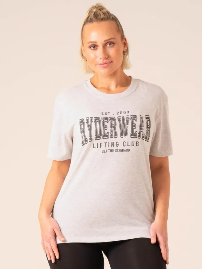 TShirts Womens Ryderwear Grit Oversized TShirt Snow Marlcharcoal