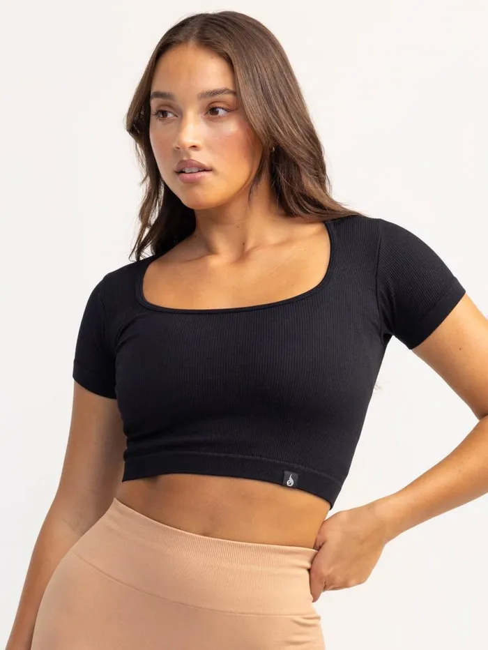TShirts Womens Ryderwear Lift 20 Rib Seamless TShirt Black