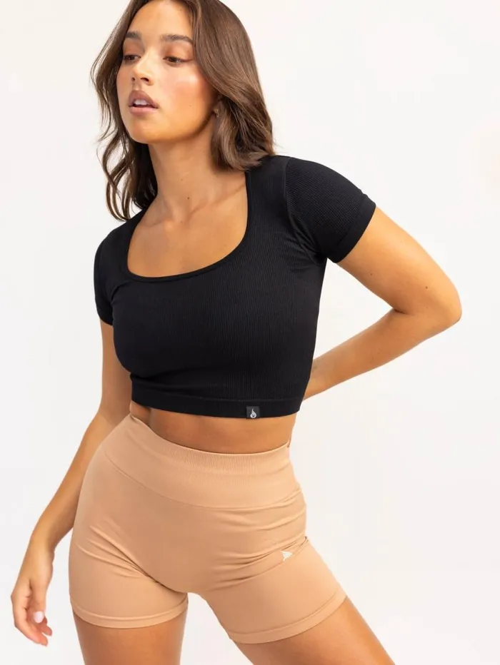 TShirts Womens Ryderwear Lift 20 Rib Seamless TShirt Black