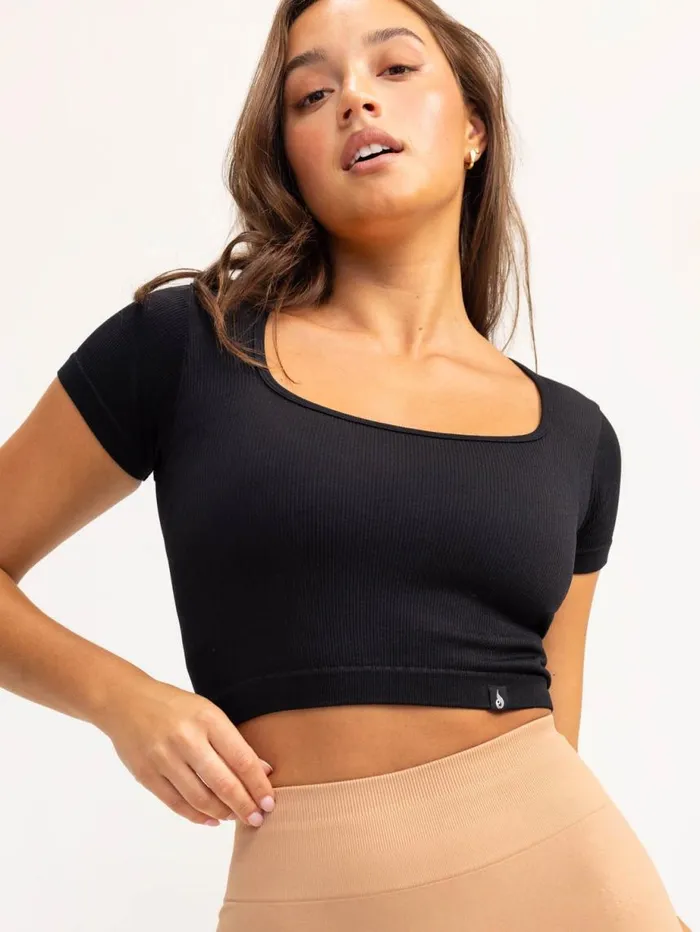 TShirts Womens Ryderwear Lift 20 Rib Seamless TShirt Black