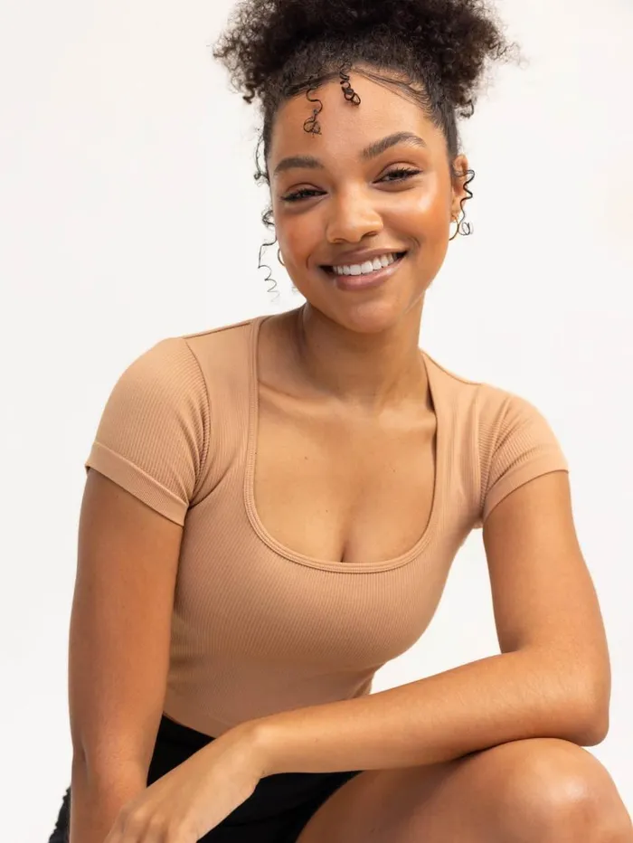 TShirts Womens Ryderwear Lift 20 Rib Seamless TShirt Tan