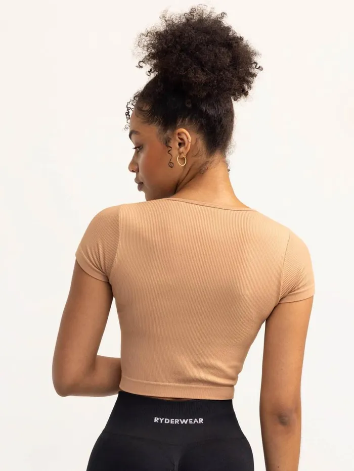 TShirts Womens Ryderwear Lift 20 Rib Seamless TShirt Tan