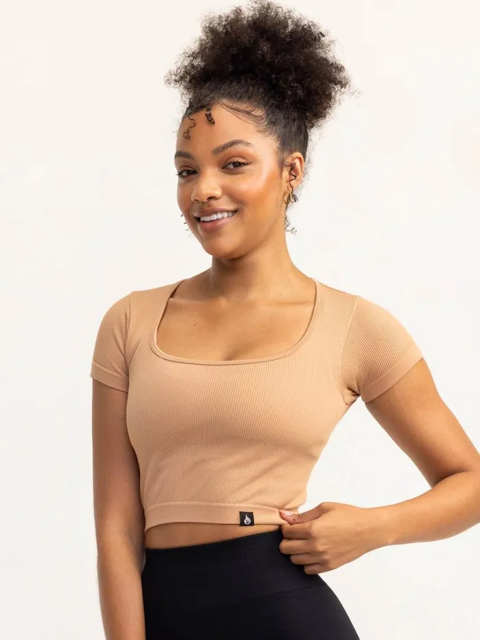 TShirts Womens Ryderwear Lift 20 Rib Seamless TShirt Tan