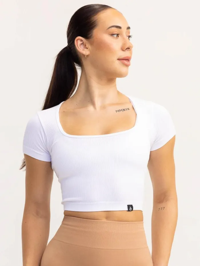 TShirts Womens Ryderwear Lift 20 Rib Seamless TShirt White