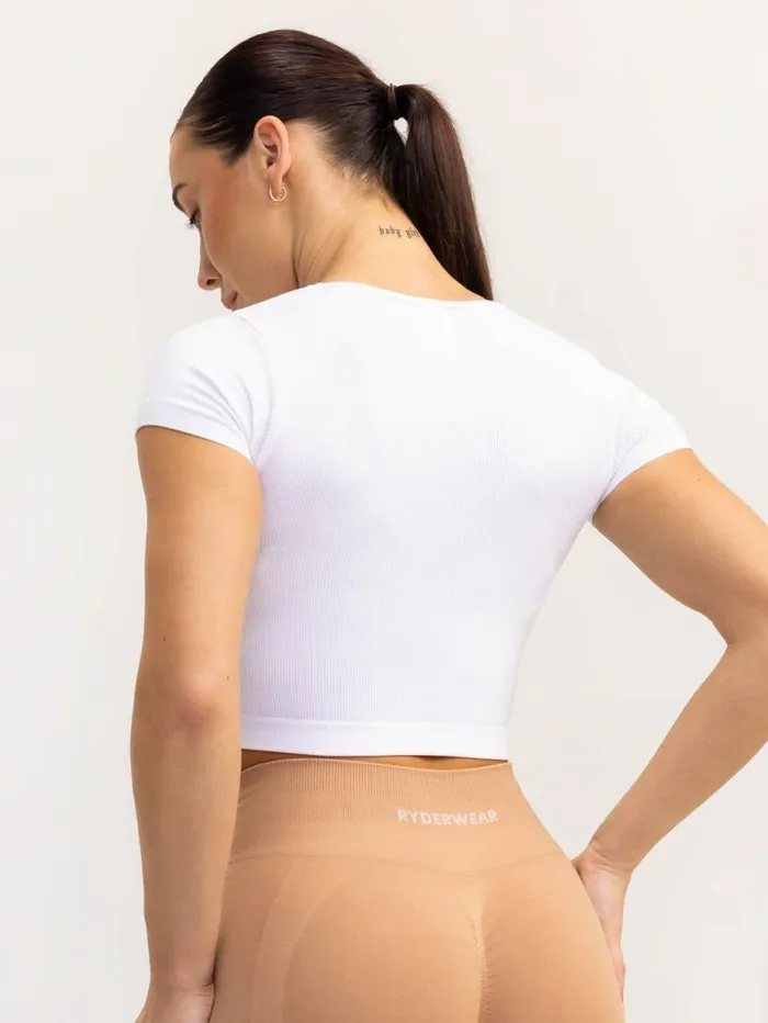 TShirts Womens Ryderwear Lift 20 Rib Seamless TShirt White