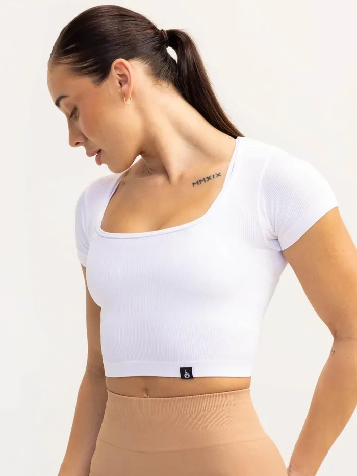 TShirts Womens Ryderwear Lift 20 Rib Seamless TShirt White