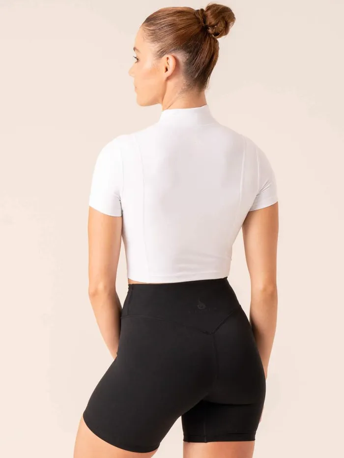 TShirts Womens Ryderwear NKD Half Zip Fitted TShirt White